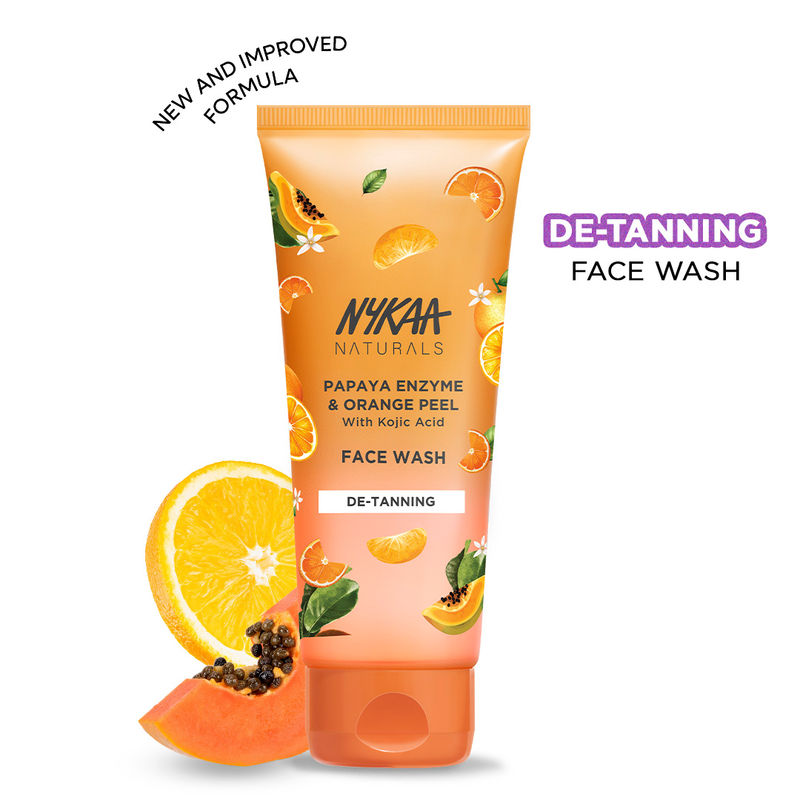 Nykaa Naturals Papaya Enzyme & Orange Peel With Kojic Acid Face Wash For De-tanning-All Skin Types