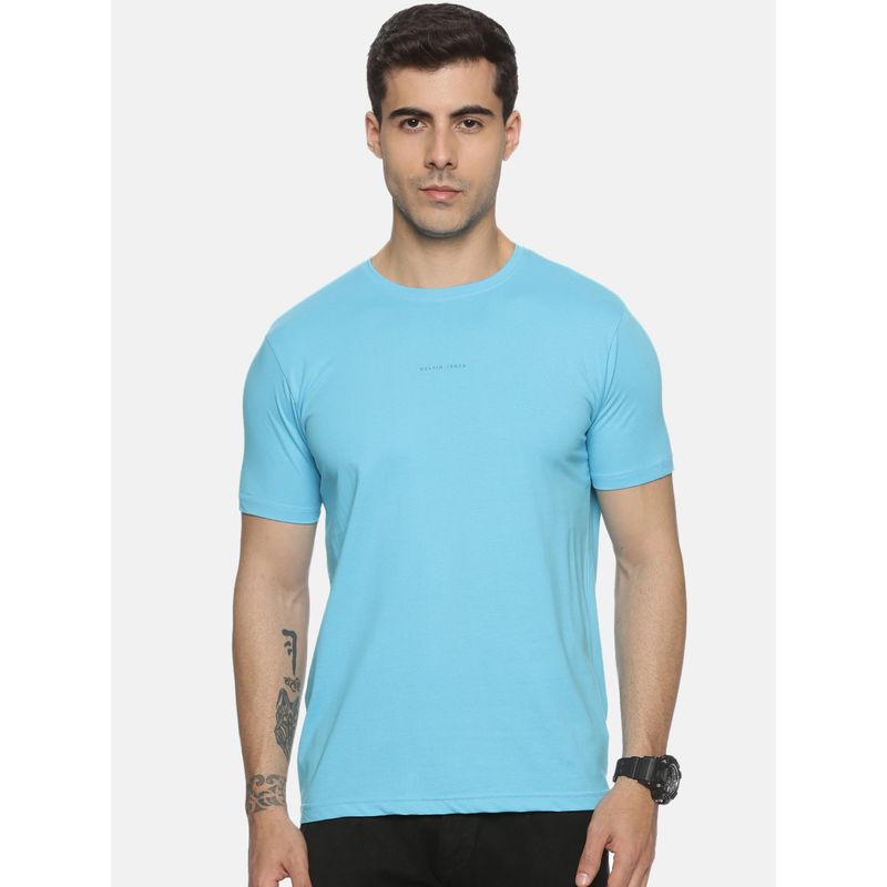 MELVIN JONES Aqua Cotton Round Neck T-Shirt (S)