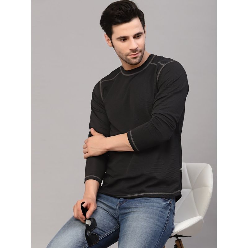 RIGO Men Black Poly Corduroy T-Shirt (L)