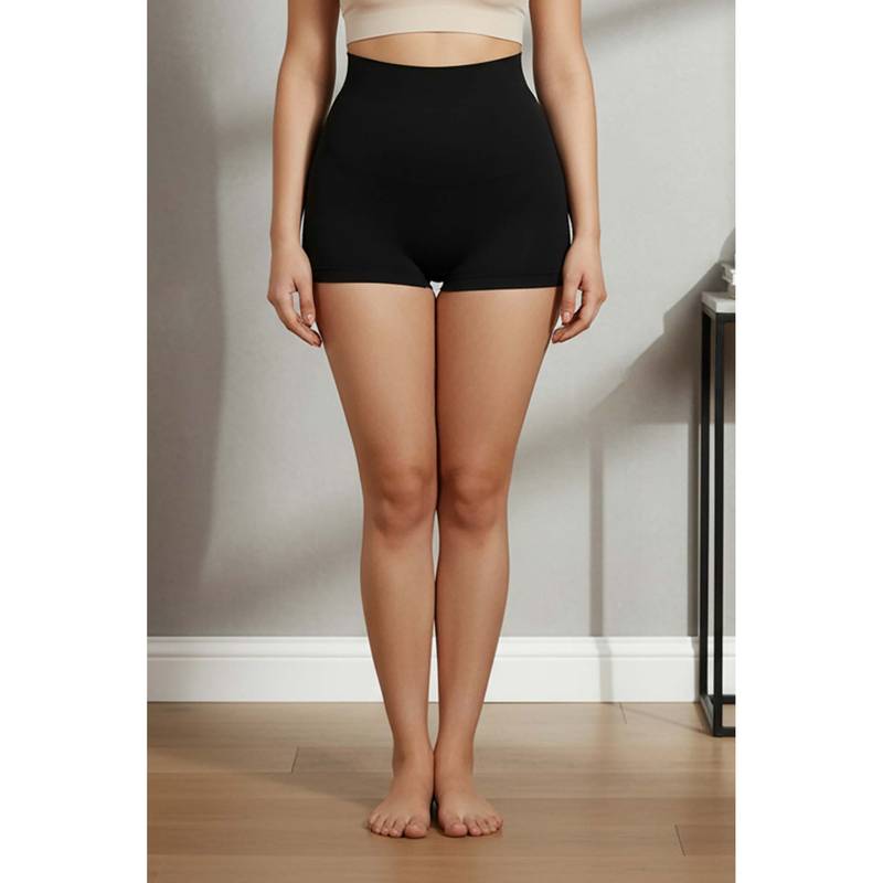 Zivame Everyday Shaping Cotton Midwaist Seamless Boyshort Panty - Black (M)