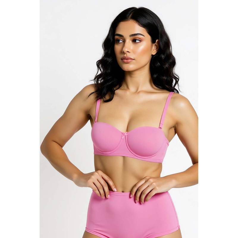 Zivame Beautiful Basics Padded Wired 3/4th Coverage Strapless Bra - Ibis Rose (36C)