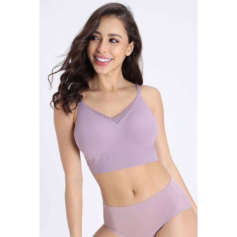 Zivame Seamless Collective Padded Non Wired 3/4Th Coverage Bralette - Sea Fog (S)