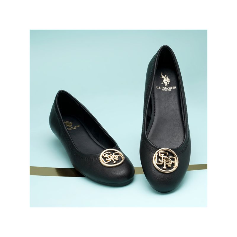 U.S. POLO ASSN. Women EMILY 2.0 Black Ballerinas (UK 3)