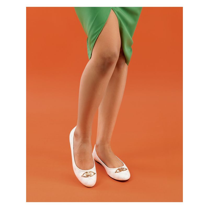 U.S. POLO ASSN. Women Mia White Ballerinas (UK 3)