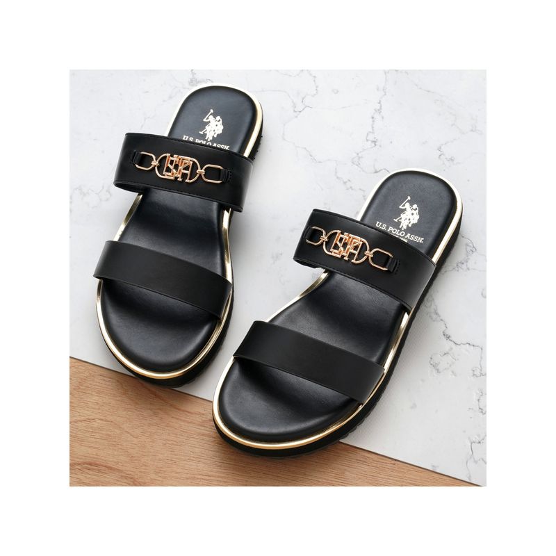 U.S. POLO ASSN. Women Cinzia Black Eva Sandals (UK 3)