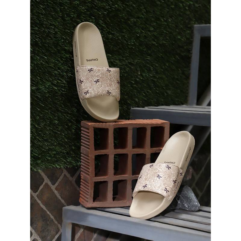 Chupps Women Dream Anti-Skid Comfort Sliders - Beige (UK 3)