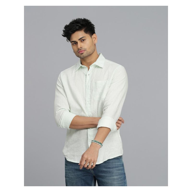 ROOKIES Men White Linen Formal Shirt (M)