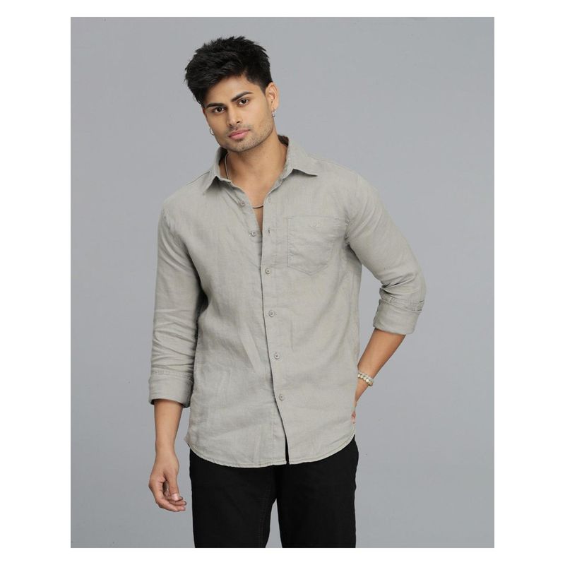 ROOKIES Men Grey Linen Formal Shirt (3XL)