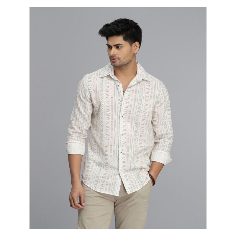 ROOKIES Men Beige Polyester Casual Shirt (M)