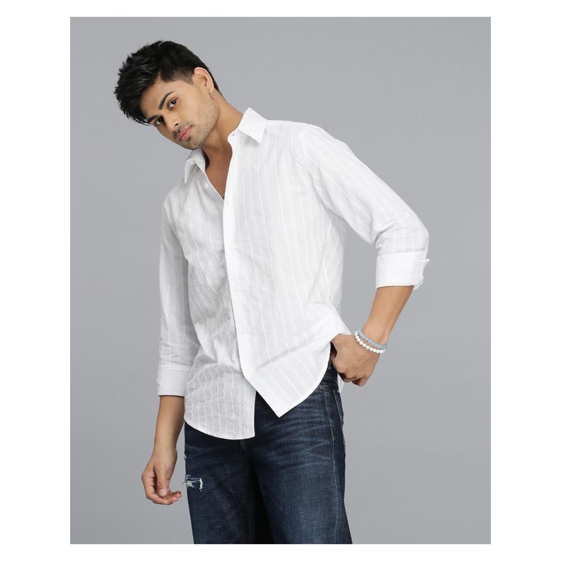 ROOKIES Men White Cotton Casual Shirt (2XL)