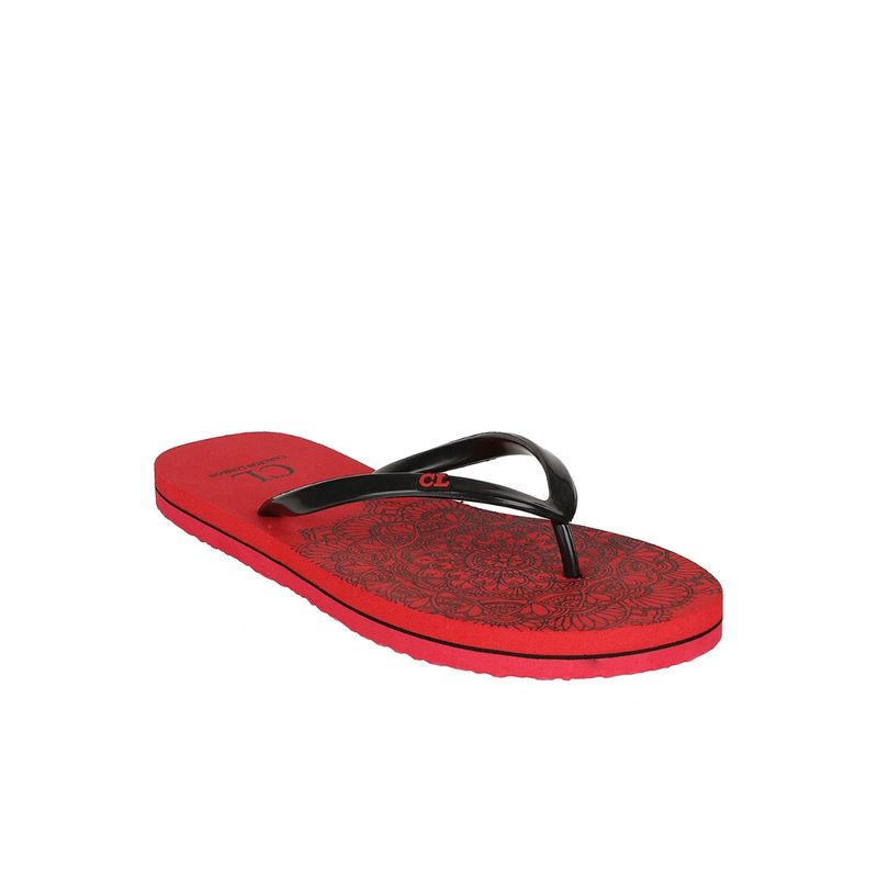 Carlton London Black-Red Women Printed Flipflops (EURO 36)