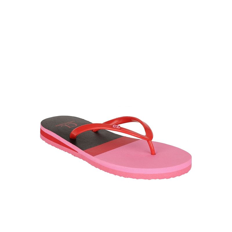 Carlton London Pink-Red Women Colorblock Flipflops (EURO 37)