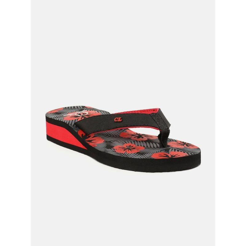Carlton London Black-Red Women Printed Flipflops (EURO 37)