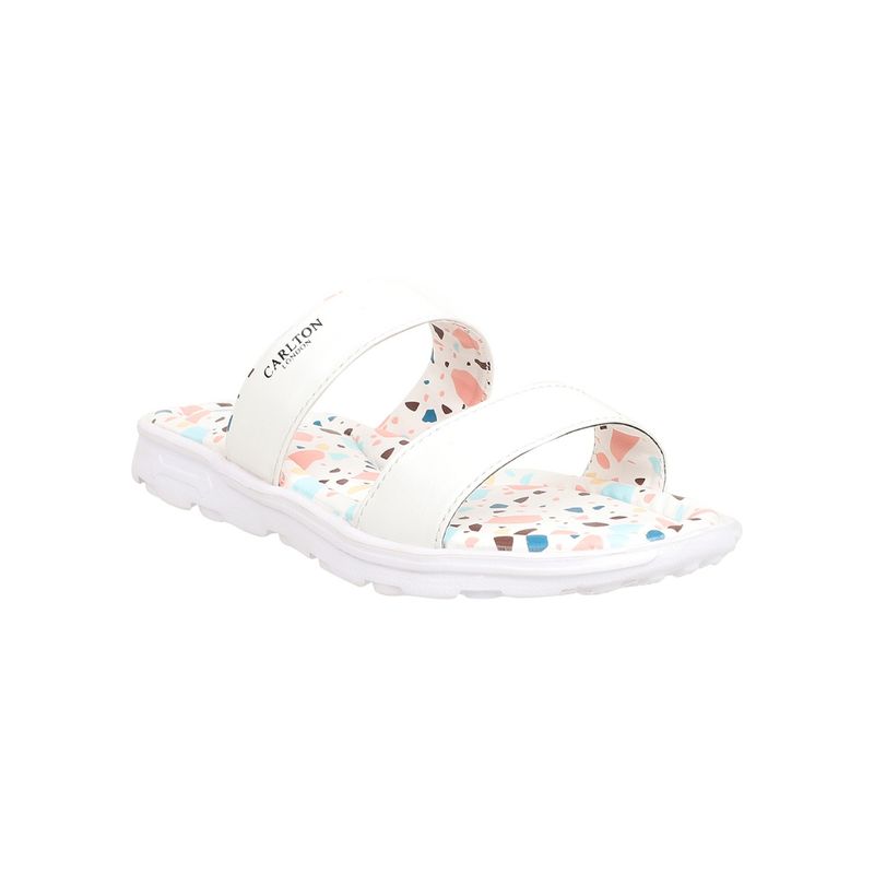 Carlton London White Women Printed Sliders (EURO 36)