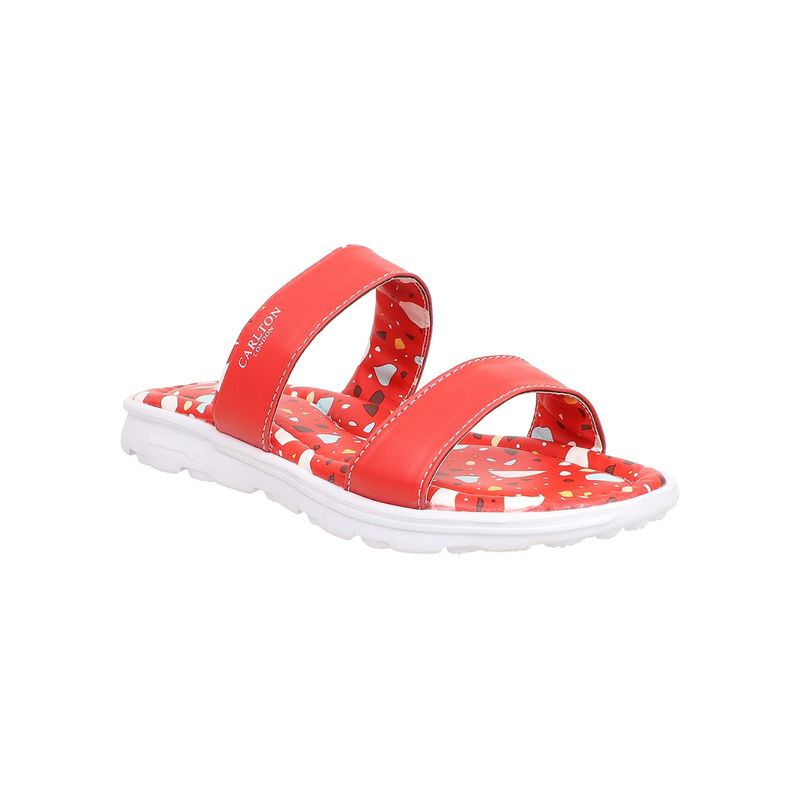 Carlton London Red Women Printed Sliders (EURO 39)