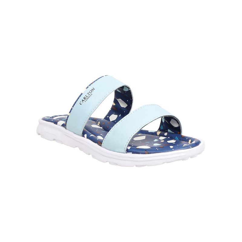 Carlton London Sky Blue Women Printed Sliders (EURO 37)