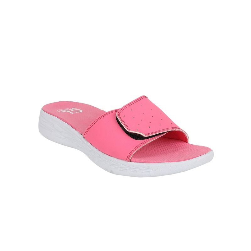 Carlton London Pink-Pink Women Solid Plain Sliders (EURO 37)