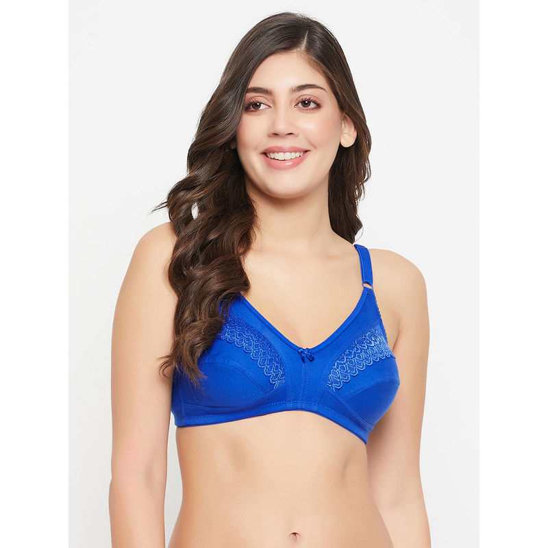 Clovia Cotton Solid Non-Padded Full Cup Wire Free Everyday Bra - Blue (36B)