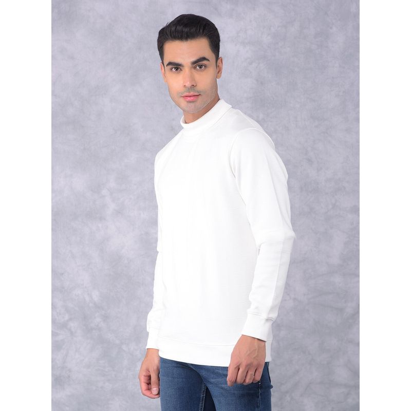 CRIMSOUNE CLUB Men's White Turtle Neck Sweatshirt (L)