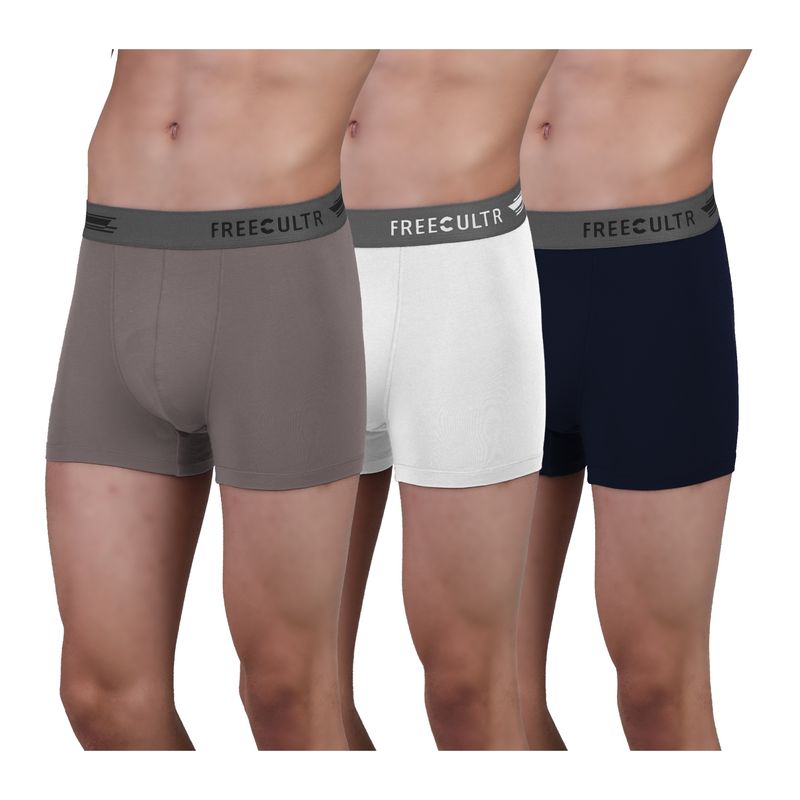 FREECULTR Men's Anti-Microbial Air-Soft Micromodal Underwear Trunk, Pack of 3 - Multi-Color (XXL)