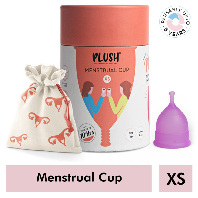 Plush Reusable Xs Menstrual Cup With Cotton Carry Pouch