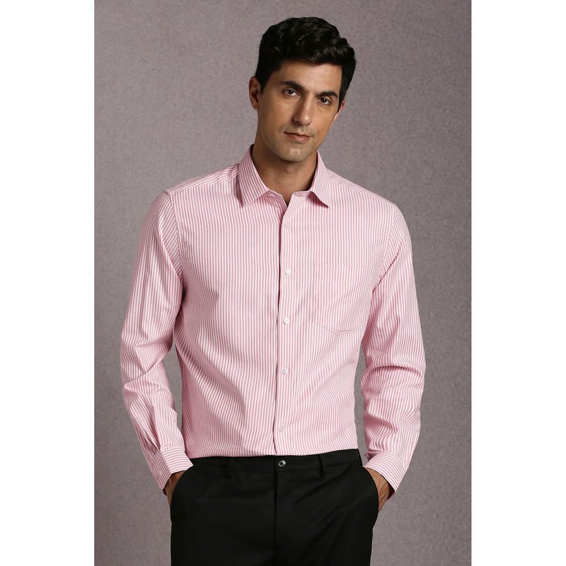 Louis Philippe Men Pink Stripe Full Sleeves Formal Shirt (39)