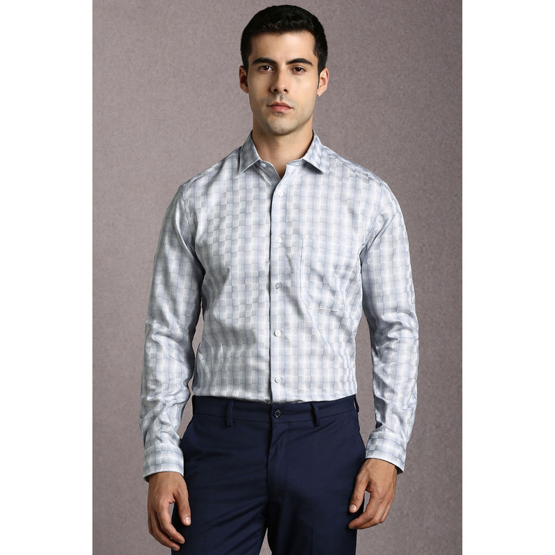 Louis Philippe Men Grey Check Full Sleeves Formal Shirt (39)