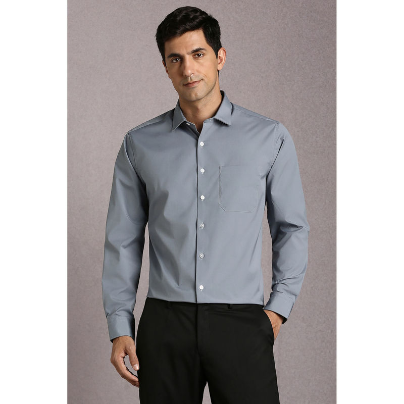 Louis Philippe Men Grey Solid Full Sleeves Formal Shirt (46)