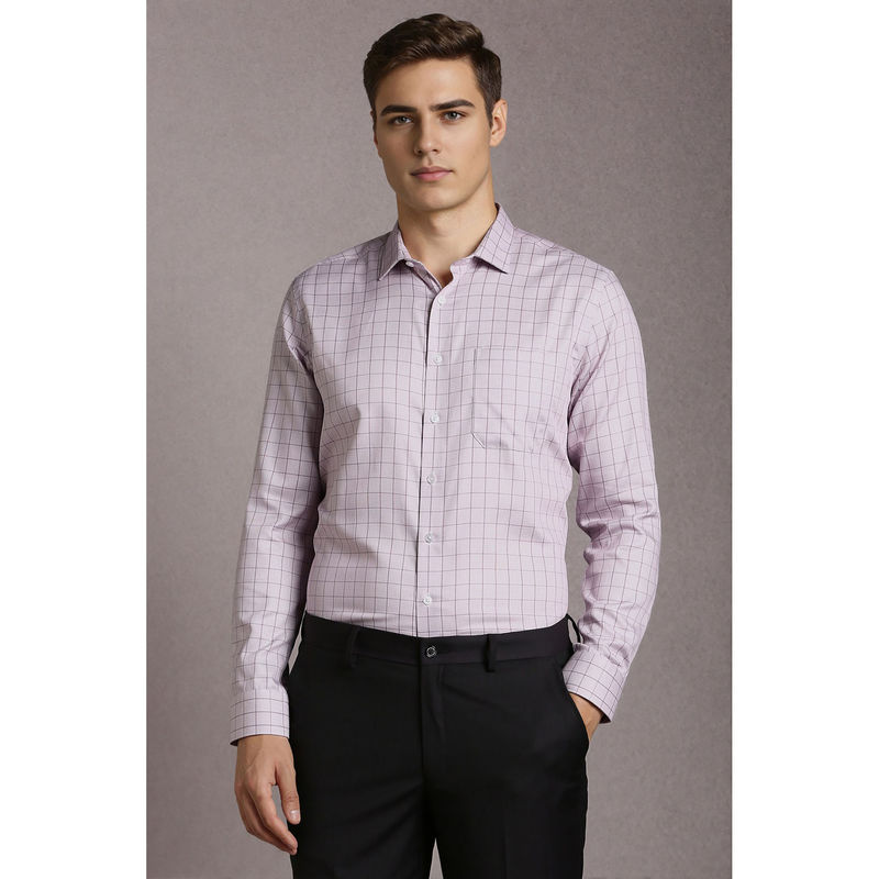 Louis Philippe Men Lilac Check Full Sleeves Formal Shirt (39)