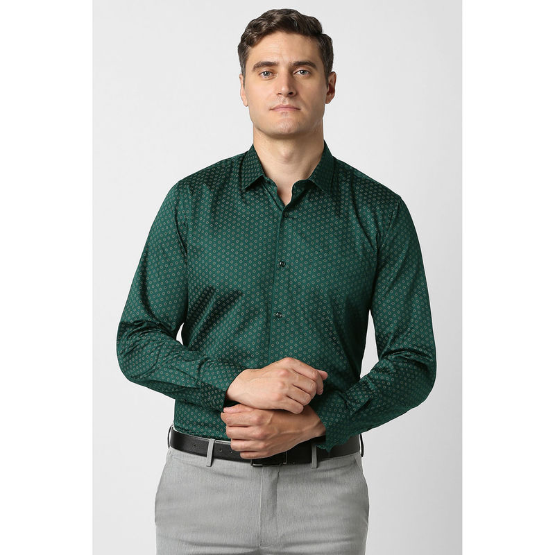 Peter England Men Green Full Sleeves Formal Shirt (46)