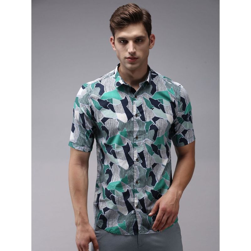 SHOWOFF Men Multi Collar Neck Abstract Print Comfort Fit Shirt (L)