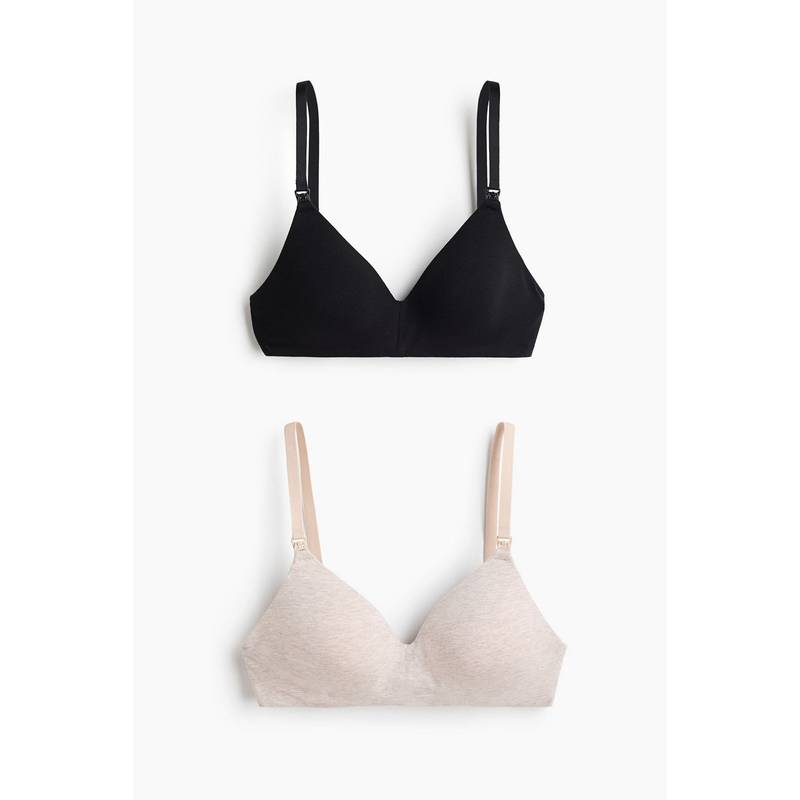 H&M Women Multi-Color Mama 2-Pack Padded Cotton Nursing Bras (32B)