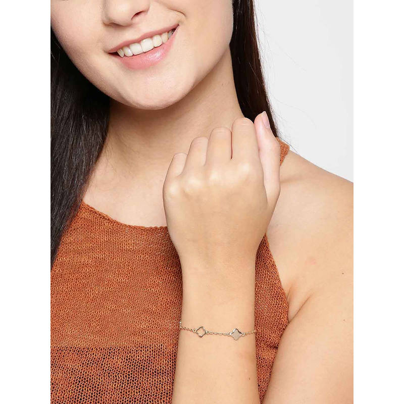Buy Carlton London 18Kt Rose Gold Plated Floral Charm Bracelet for ...