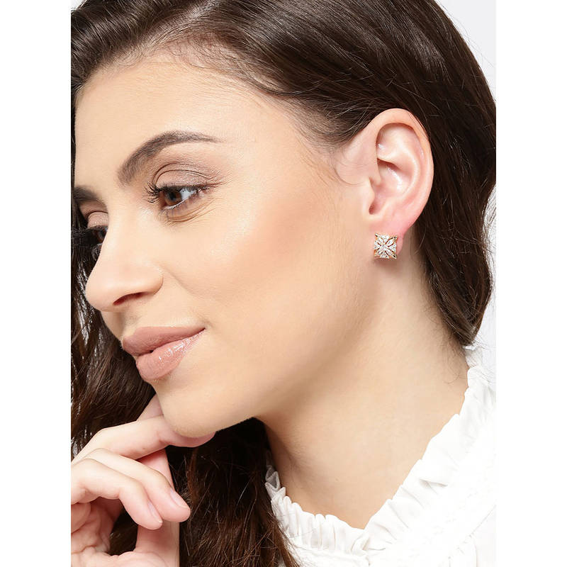Buy Carlton London 18Kt Gold Plated with Cz Star with Floral Stud ...