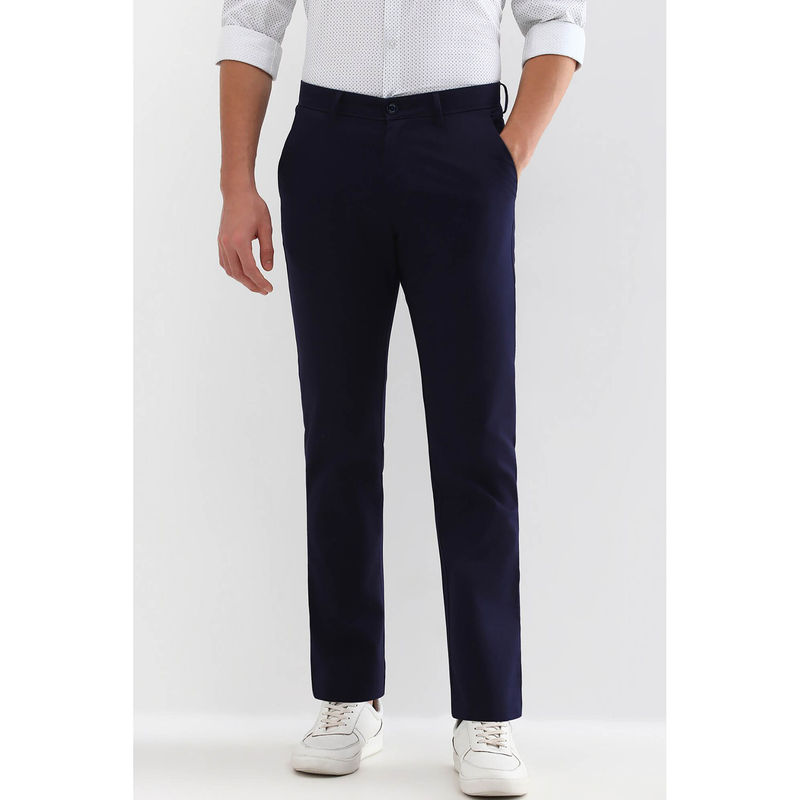 Allen Solly Men Navy Blue Regular Fit Solid Casual Trouser (40)