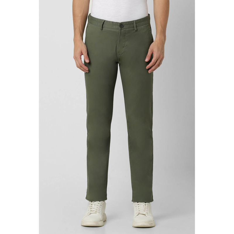 Peter England Men Olive Solid Super Slim Fit Chino Casual Trouser (32)