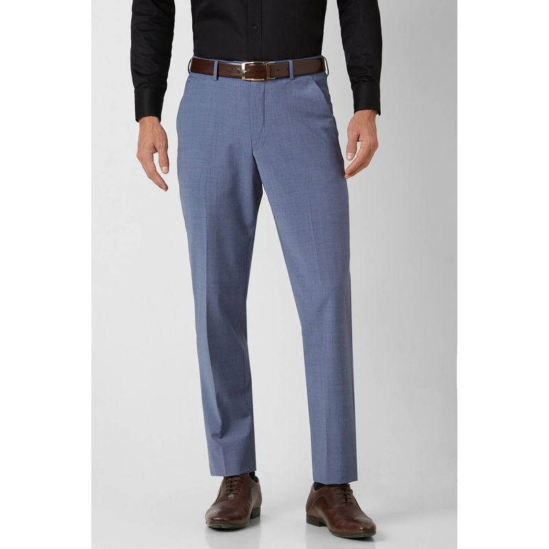 Van Heusen Men Blue Textured Regular Fit Trouser (32)