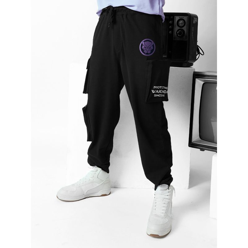 The Souled Store Official Black Panther Power Utility Men Cargo Joggers (M)