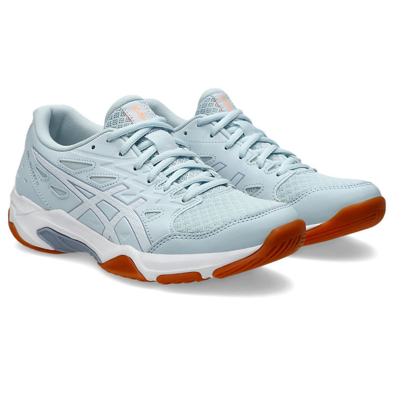 ASICS Women Gel-Rocket 11 Cool Blue Orange Badminton Shoes (UK 4)