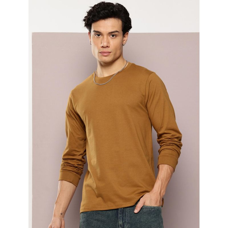 DILLINGER Mens Regular Fit Long Sleeve Plain Taupe T-Shirt (XL)