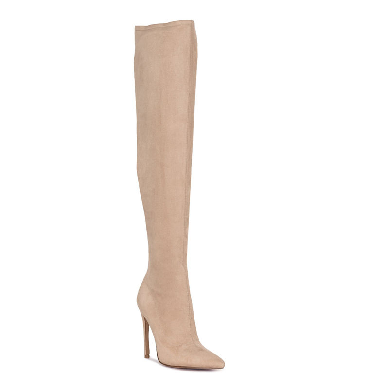 London Rag Tilera Stretch The Knee Stiletto Boot in Beige (EURO 37)