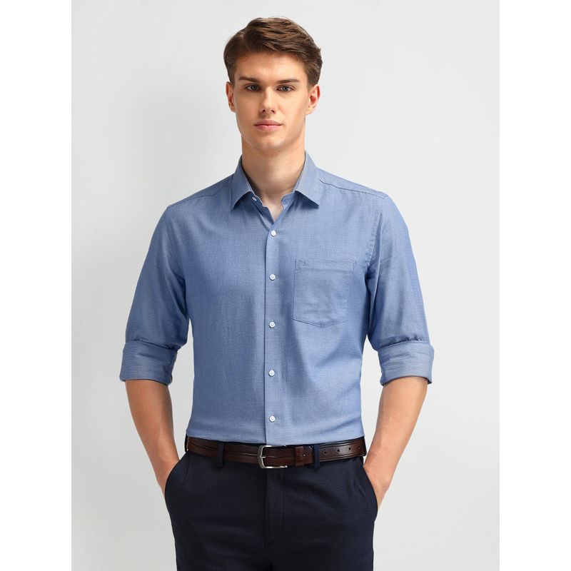 Arrow Men Cotton Textured Slim Fit Blue Shirt (40)