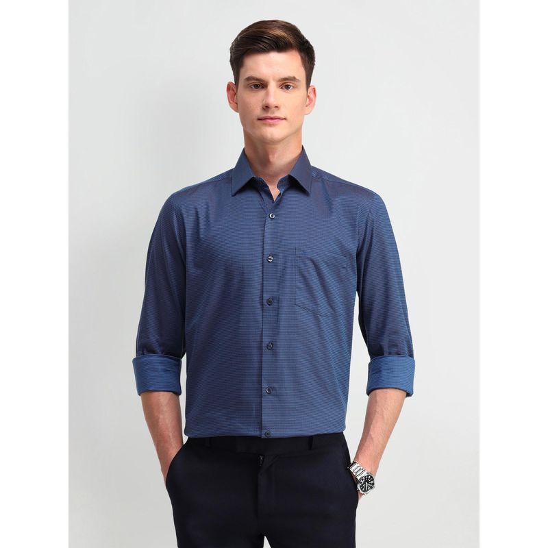 Arrow Men Cotton Geometric Slim Fit Blue Shirt (39)