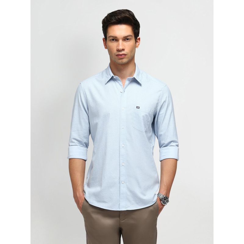 Arrow Sports Men Cotton Printed Slim Fit Blue Shirt (38)