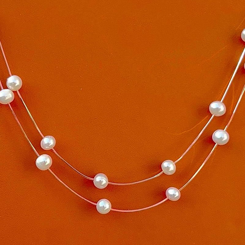 METALM Rose Gold Dual Pearl Strand Necklace Silver for Women Buy