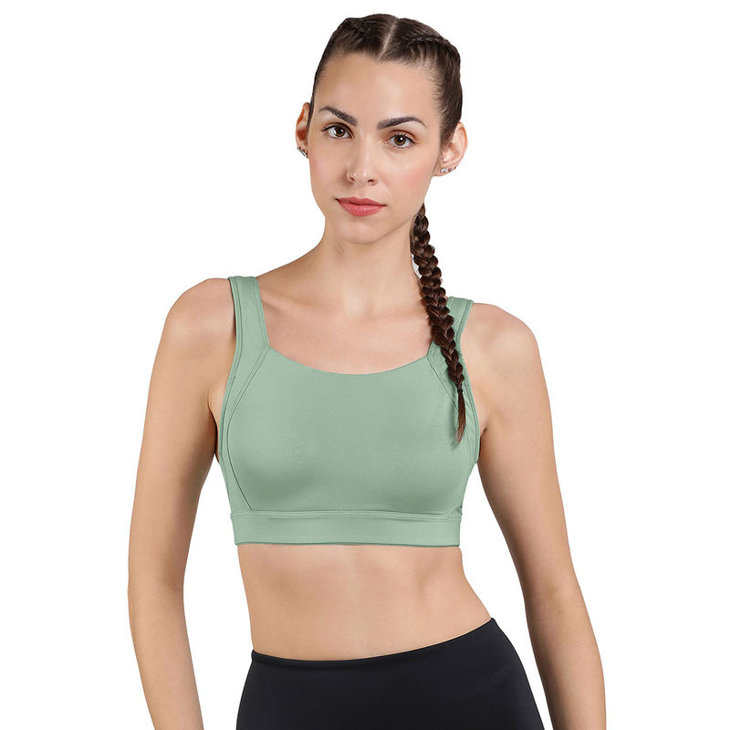 Amante Green Padded Non-Wired Full Coverage High Impact Energize Active Sports Bra (M)