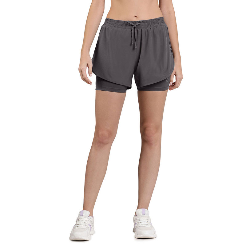 Amante Grey High Rise Energize Active Shorts (XL)