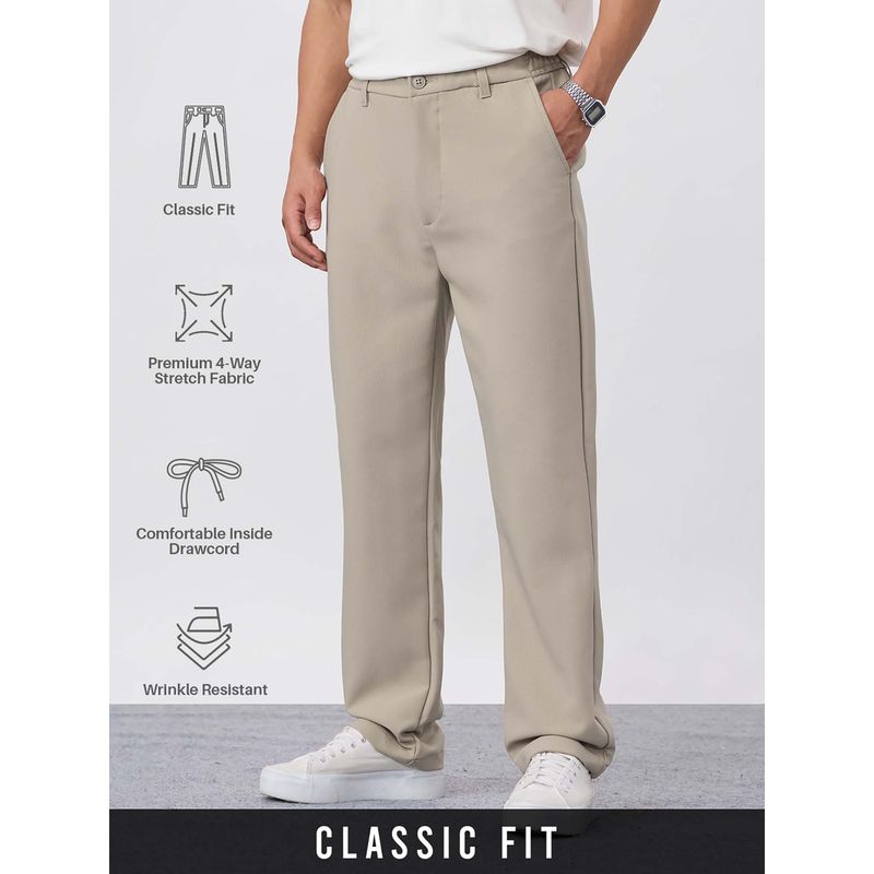 The Souled Store Men Beige Solid Casual Trouser (30)