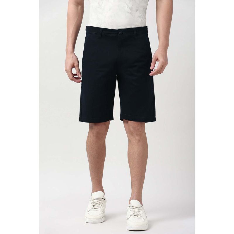 Peter England Men Navy Blue Solid Shorts (34)