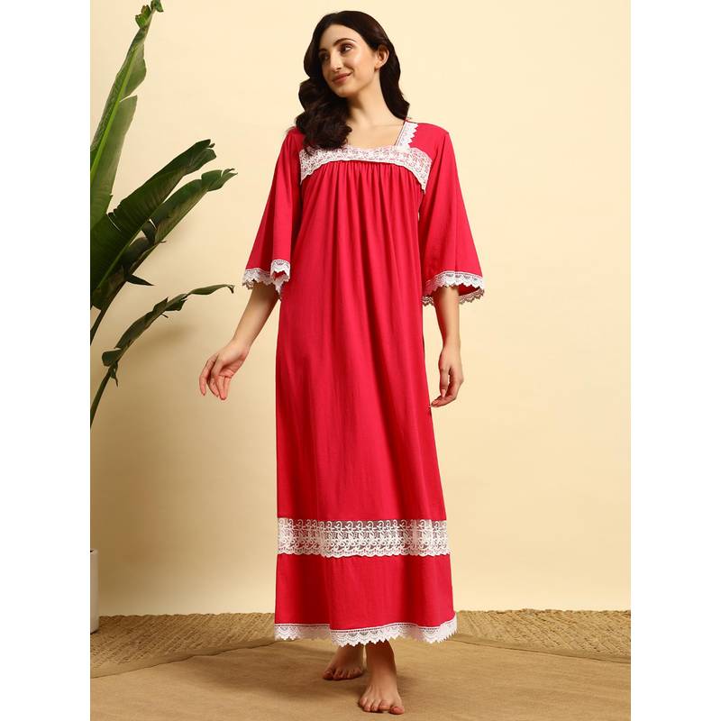 SEPHANI Red Solid Nighty (2XL)